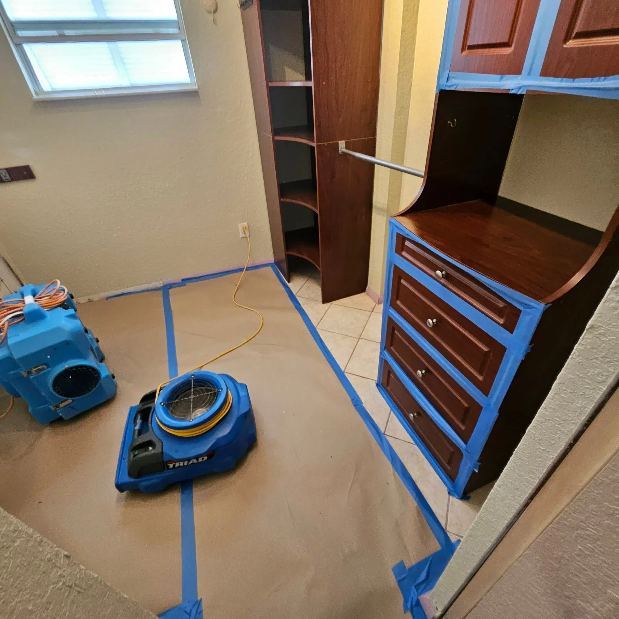Inspections & More structural drying equipment operating at an actual project